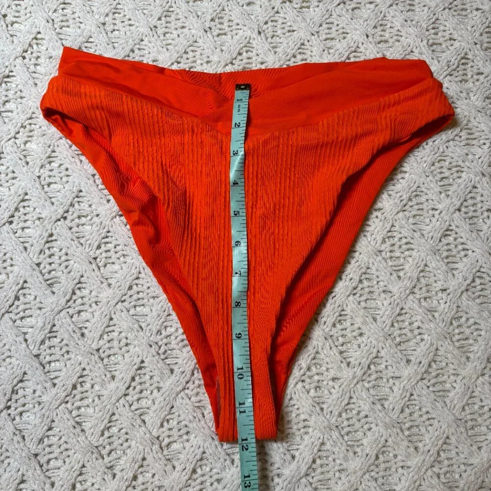 NWT L*Space Court Bikini‎ Bottoms Pop Orange Ribbed High Leg – Women’s XL NWT